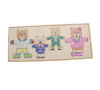 NOLITOY Wooden Animal Jigsaw Puzzle for Educational Cartoon Bear Change Clothing Bright Color Design Lightweight Material Stimulates Creativity and Hand-eye Coordination