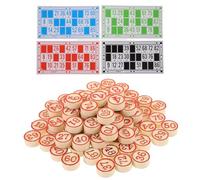 NOLITOY Wooden Bingo Board Game with Number Chess Pieces and Cards Portable Party Game for Family and Friends Reusable Fun for Adults