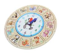 NOLITOY Wooden Clock Learning for Cartoon Puzzle Clock Durable Teaching Tool for Home Party Decorations present for Learn