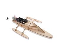 NOLITOY Wooden Diy Trimaran Model Electric Yacht Sailing Ship Model for Boys and Girls Adults Back to School Educational Craft Kit