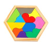 NOLITOY Wooden Hexagon Brain Teasers Puzzle for Colorful Geometry Jigsaw with Water-based Paint Interactive Learning to Inspire Creativity and Observation Skills