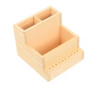 NOLITOY Wooden Nail Tool Organizer Box Dual Layers Small Desktop Storage Case for Manicure Office Supplies and Makeup Brush Holder