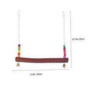 NOLITOY Wooden Parrot Hanging Swing with Beads Color Random Natural Bird Playground for Climbing and Exploring Safe Non Toxic Material Budgie and Parakeet Cage Accessory Fun Random Color