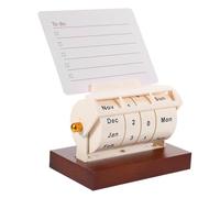 NOLITOY Wooden Perpetual Desktop Calendar Rotatable Desk Calendar Decorative Table for Home School and Work Use