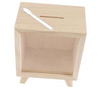 NOLITOY Wooden Piggy Bank for Adults with Transparent Window Decorative Money Saving Box with Pen Practical Gift for Boys Develop Financial Skills and Saving Habits