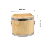 NOLITOY Wooden Rice Steamed Bucket with Rim Food Storage Container for Japanese Korean Cuisine Household Kitchen Accessory Heat Resistant Steaming Bucket with Lid for Sushi Sashimi