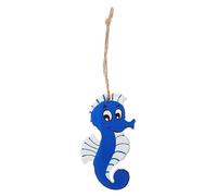 NOLITOY Wooden Seahorse Wall Hanging Coastal Home Beach Wall Decor Ocean Nautical Theme Decoration Blue Sea Horse Ornament for Beach Bathroom