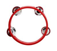 NOLITOY Wooden Tambourine with Jingle Bells for Handheld Percussion Instrument Lightweight Smooth Wood Design with Ergonomic Grip Educational Musical for Boys and Red Color