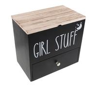 NOLITOY Wooden Tampon Holder with Lid Black Moistureproof Feminine Product Storage Box Compact Pad Organizer for Bathroom Countertop Small Space Saving Bathroom Accessory