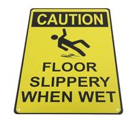 NOLITOY Yellow Iron Business Street Sign with Rounded Corner for Wet Floor Warning and Caution, Lightweight Safety Sign for Indoor and Outdoor Use