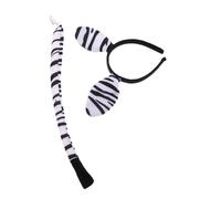 NOLITOY Zebra Ear Headband and Tail Set Animal Costume Accessories for Adults Playful Jungle Hair Bands for Halloween Dress Up Themed Party School Plays Creative Role Play