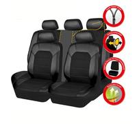 NOLLAM 9 Pcs Car Seat Covers Full Set for AUDI A3 Sportback Hatchback 2002 2003 2004 2005 2006 2007 2008 2009 2010 2011-2024, Front and Rear Seat Covers PU Leather Breathable Car Accessories,Black