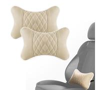 NOLLAM Car Headrest Pillow, Leather Neck Pillow For Car Seat Headrest Cushion, 2pcs Car Seat Pillows, Car Headrest Cushion Support Pillow, Auto Neck Support For Comfortable Driving