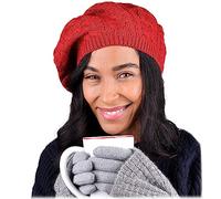 Nollia Soft Knit Solid Color Beanie, Chic, and Lightweight Crochet Knitted Style Beanie Hat for Women, One Size Slouchy Hat, Red, One Size