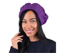 Nollia Soft Knit Solid Color Beanie, Chic, and Lightweight Crochet Knitted Style Beanie Hat for Women, One Size Slouchy Hat, Purple, One Size