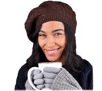 Nollia Soft Knit Solid Color Beanie, Chic, and Lightweight Crochet Knitted Style Beanie Hat for Women, One Size Slouchy Hat, Brown, One Size