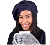 Nollia Soft Knit Solid Color Beanie, Chic, and Lightweight Crochet Knitted Style Beanie Hat for Women, One Size Slouchy Hat, Navy, One Size