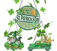 Nolniu 3 Pcs St.Patrick's Day Diamond Painting Kits Hanging Sign Set,Gnome Diamond Art Kits,Diamond Painting Arts and Crafts Set, DIY 5D St. Patrick's Day Ornaments Kits for Wall Door Window Decor