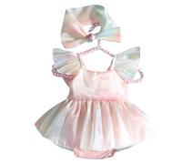 NOLOWY Infant Dress and Bowknot Hairband Photo Clothing Set Photoshooting Props Newborn Shower Gifts Baby Photography Costume
