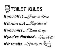 NOLOWY Removable Toilet Rules Sticker Wall Quotes Sign Washroom Bathroom Decals Sign Arts Decor For Hotel Home