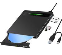 NOLYTH External Blu Ray Drive: USB 3.0 Type-C Blueray/DVD Drive for PC Laptop Mac Windows Portable Bluray Burner Player with SD TF 2 USB Ports