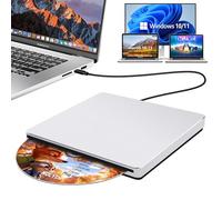 NOLYTH External CD DVD Drive for Laptop: Portable USB C CD Burner Reader DVD Player for Mac MacBook PC Windows 11 with USB3.0 Adapter Aluminum Alloy Slot-in SuperDrive for Apple