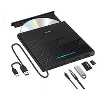 NOLYTH External CD DVD Drive: USB 3.0 DVD Player for Laptop MacBook Air/Pro with SD/TF/Audio/USB Ports - Plug & Play CD Burner for PC Windows 11/10 Mac