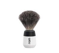 NOM MAX Shaving Brush | Pure Badger Shave Brush for Shaving Soaps and Creams | exfoliating Shaving Brush | White Handle