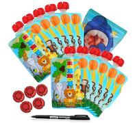 Nom Nom Kids - 10 x 140ml Animal Design Side Fill Pouches, 5 Extra caps, 1 Pen + 1 red or Blue Bonus Snack Bag for Finger Foods