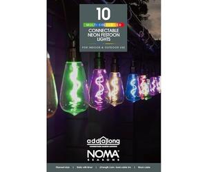 Noma 10 Neon Bulb LED Festoon - Colourful Connectable Lights with Spiral Cable, 10 Bulbs (Pack of 1)