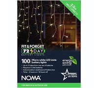 Noma 100 Fit & Forget Warm White Icicle Lights Battery Christmas Lights (6816012WSW)