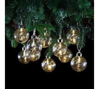 Noma 1022003 Silver Glass Bauble Garland Warm White LED Lights Pkt10 B/O