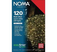 Noma 120 LED Christmas Tree Lights : Green Cable : Plug-in with Timer : Warm White