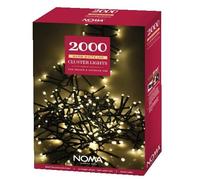 Noma 2000 LED Cluster Christmas Tree Lights : Green Cable : Multifunction : Plug-in with Timer : Warm White : 4921704