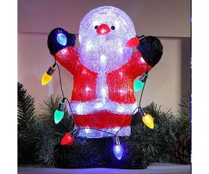 Noma 35cm Acrylic Santa With String Lights