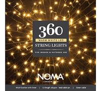 Noma 360 LED Christmas Tree Lights : Green Cable : Plug-in with Timer : Warm White