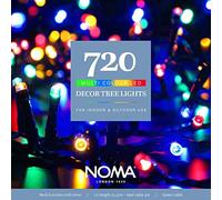 Noma 720 LED Decor Christmas Tree Lights : 3cm Spacing : Green Cable : Plug-in with Timer : Multicoloured : 4921641