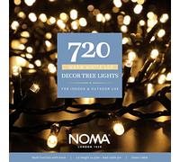 Noma 720 LED Decor Christmas Tree Lights : 3cm Spacing : Green Cable : Plug-in with Timer : Warm White