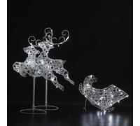Noma 96cm Two Spun Acrylic Reindeer With Sleigh
