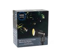 NOMA Black Connectable Outdoor Spotlights (Pack of 4 Lights) | 4 Bright White Adjustable LED Lights, 5 m Lead Cable, 2 m Spacing, Weatherproof, Energy Efficient, for Pathways & Security