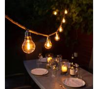 Noma Connectable Jute Rope Festoon Lights, 20 Warm White LED's, 10.6m