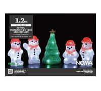 NOMA Festive String Lights: 4 Acrylic Snowmen & 1 Christmas Tree, 8 White LEDs Per Figure, 11.5m