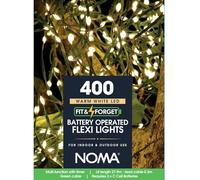 NOMA Fit & Forget Flexi Wire Lights, 400 Warm White LED's, 27.9 m, Battery Operated