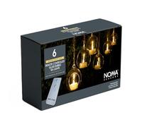 NOMA Glass Bubble Tealight Holders with Remote Controlled Warm White LED's (Set of 6)