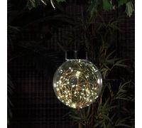 Noma Hanging Glass Ball with Fine Wire Solar Lights, Multi
