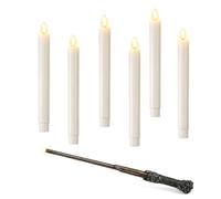 Noma Harry Potter 6 Wand-Controlled Floating Candles | Official Licensed Merchandise, Realistic Flickering Warm White LEDs for Hogwarts Decoration, Ideal for Watch Parties & Hallow