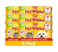 NOMA Labs Pet Wipes, 60 Wipes per pack, Biodegradable, Cruelty Free, Head to Tail Cleaning Wipes (6)