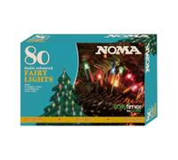 NOMA Multicolour Festive String Lights, 80 LEDs, 11.85 m (Pack of 1) | Timer Function, 8 Hours On & 16 Hours Off, 5 m Lead Cable, 15 cm Bulb Spacing, for Indoor & Outdoor Use