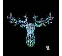Noma Reindeer Stag Head Christmas Decoration With Remote : White Wicker, 100x Colour Changing LEDs : Battery Timer: 80cm : 2521012