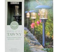 Noma Sage Starter Set of 3 Tawny Slate Border Lights (Pack of 3) | Warm White Illumination, Tool-Free Installation, Connect Up to 12 Units, Includes Power Supply